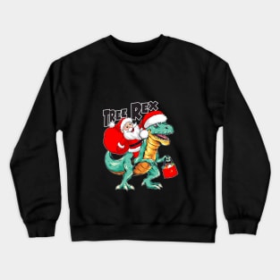 Santa Riding Dinosaur T-rex Crewneck Sweatshirt